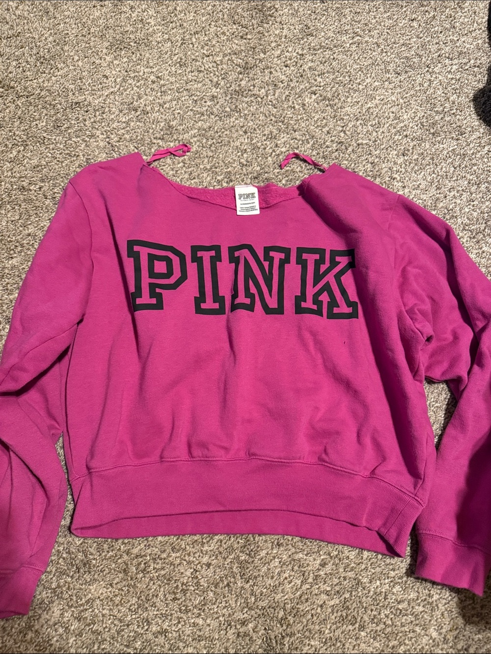 PINK Victoria's Secret Bright Fuchsia Off-Shoulder Pullover